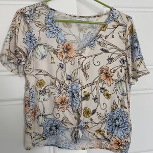 Cream floral crop top